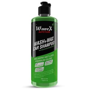Wavex Wash and Wax Car Shampoo 500ml Gives Wet Look Shine,Buttery Smooth Feel, pH Neutral - Leaves no Water Spots