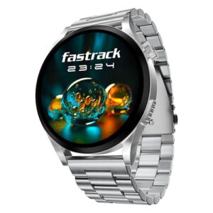 Fastrack Radiant FX4 1.51" AMOLED Metal Smart Watch with Single Sync BT Calling, Functional Crown, All-Round Health Tracking, 100+ Sports Modes, IP68 – Smartwatch for Man & Woman (Silver)
