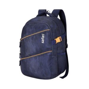 Safari Omega Plus 30L Casual Laptop Backpack, 2 compartments, Raincover, Organizer, Full body print, Bottle holder, Front pockets Color- Blue