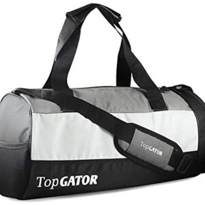 Topgator Polyester Gym Bag Sports Duffel With Shoe Compartment 34 L (Grey/Black), 25 Cm