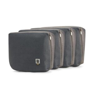 EUME Storage Pods, Set of 4 - Polyester Packing Cubes for Men and Women Luggage Travel Organizer set of Packing Bag (4 Large) (Grey)