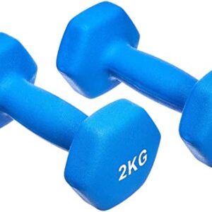 amazon basics Neoprene Dumbbells | 2 x 2Kg | Blue