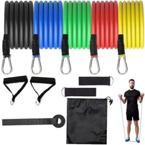ODDISH; way to fitnes 11-in-1 Resistance Band Set for Workout & Fitness | Exercise Tubes with Handles, Door Anchor, Ankle Straps & Carry Bag | Full Body Training Kit for Home, Gym & Travel (11 IN ONE)