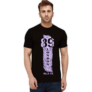 London Hills Men's Regular Fit 89 Slogan Printed Black T-Shirt