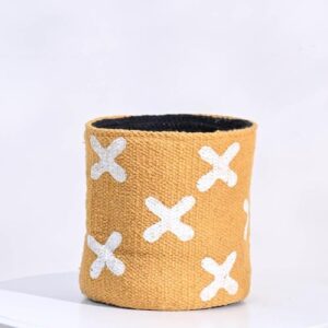 UGAOO Ex Jute Cotton Planter Basket | 8-Inch Decorative Baskets for Home, Living Room, Bathroom, and Office Decor | Eco-Friendly Storage Solution (Yellow)