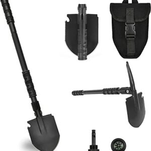 FullLit Folding Shovel, Portable Camping Spade, Survival Multi-Tool, Military E-Tool for Backpacking, Hiking, Off-Road, Gardening and Digging