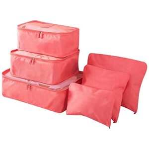 UNIQUE GADGET 6pcs Packing Cubes Portable Travel Storage Bag Organiser Luggage Suitcase Compression Pouches Luggage Organiser - TRLDBAGOR, Orange, Medium