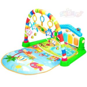 Pinzu 3 in 1 Baby Play Mat Gym & Fitness Rack with Hanging Rattles Lights & Musical Keyboard Mat Piano Multi-Function ABS High Grade Plastic Multicolor
