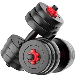 Bodyfit Dumbbell Set, Home Gym Equipment, 4kg to 50kg, 1 Pair of Adjustable Dumbbell Rods, PVC Plates, Exercise & Fitness (10 KG DM SET (2.5KG X 4))