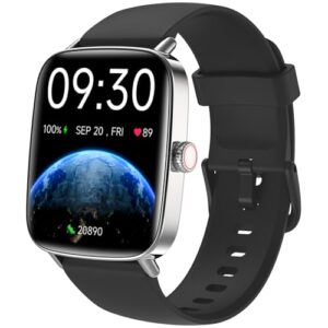 Fitpolo Smart Watch for Men Women, Stainless Steel Bezel Fitness Tracker (Make/Answer Calls), IP68 Waterproof, Heart Rate SpO2 Monitor, Sleep & Activity Tracking Smartwatch for Android Phones iPhone