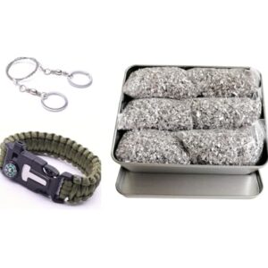 eGreen Emergency Fire Starter Magnesium 6 Bags + Free Tin Container Camping Hiking Bushcraft Outdoor Survival
