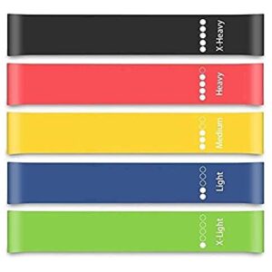 Device Colorfull Resistance Loop Exercise Bands for Squats, HIPS, Legs, Butt, Glutes and Heavy Workouts Physical Therapy, Rehab, Stretching, Home Fitness (Set of 5) (Material: Natural Latex)