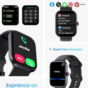 TOOBUR Smart Watch for Men Women, Alexa Built-in, Answer/Make Calls, 1.91" HD Screen Fitness Watch, IP68 Waterproof, 100 Sports, Heart Rate Monitor, Sleep Tracker, Smartwatch Compatible Android iOS
