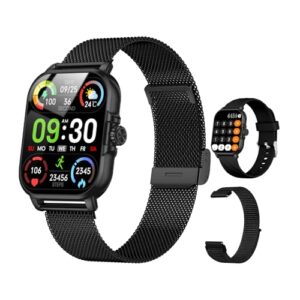 Smart Watches for Women Men Fitness Tracker Watch 2.04 HD Screen Smart Watch with ChatGpt AI Voice 3 Bands Step Counter 24/7 Heart Rate Sleep Monitor Smartwatch for Android iOS (Black)