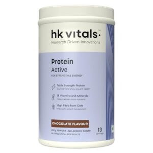 HealthKart hk vitals Protein Active (Chocolate, 400g / 0.88lbs) | All in One Triple Strength Protein | For Immunity and Stress-Relief