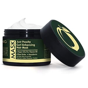 Just Peachy Curl Enhancing Hair Treatment Mask| Moroccan Argan Oil; Soy Protein, Macadamia Oil, Shea Butter| Color Safe| For Frizzy, Wavy & Curly Hair| No Sulfate, Paraben, Phosphates|100% Vegan|200ml