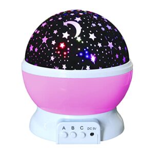 DITHIN Starry Night Light For Girls, Rotating Star Projector Night Light Party Favor Bedroom Decoration Stars Galaxy Lamp , Pink , Pack Of 1(acrylonitrile_butadiene_styrene)