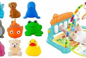 ToysBuddy Kick & Play Piano Baby Gym, High-Grade ABS, Multi-Function + Storio Floating Bath Toys Set, Colorful Rubber Animals for Babies & Kids | Safe, Chu Chu Set