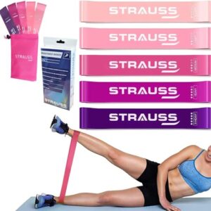 Strauss Silicone Resistance Loop Bands | Smell-Free & Skin Friendly | Useful for HIPS, Arms & Legs Workouts. Tear Resistant & Anti-Slip | Theraband for Fitness & Toning, (Multicolor)