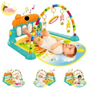 Play Gym for Babies Musical Piano Keyboard Activity Play Mat for Kids Newborn 3 to 6 Month Fitness Rack Hanging Rattles Lights Tunes Music for Baby Boys Girls (Piano Fitnesh Rack)(Multicolor)