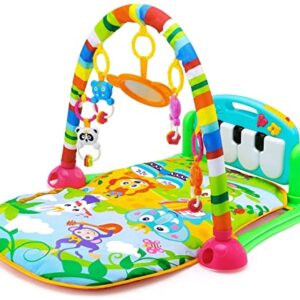 SHINETOY Baby Play Mat Gym & Fitness Rack with Hanging Rattles Lights & Musical Keyboard Mat Piano Multi-Function ABS High Grade Plastic Multicolor