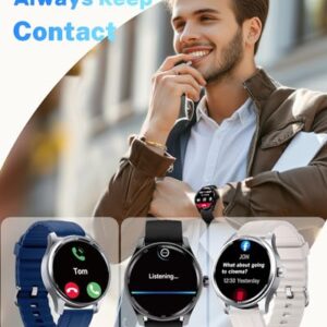 TOOBUR Smart Watch Men with Metal Bezel, Answer Make Call/Heart Rate/Step Counter/Sleep Tracker/100 Sports for Run/Alexa Built-in, IP68 Waterproof Swim, Fitness Sport Watch Compatible Android iOS