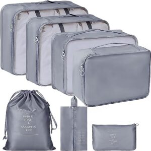 THEWAPEUTIC ENTERPRISE 7 PCS Travel Waterproof Storage Bags - Durable, Leak-Proof Travel Organizers for Clothes, Toiletries, Shoes, and Accessories - Compact & Space-Saving Travel Packing Set