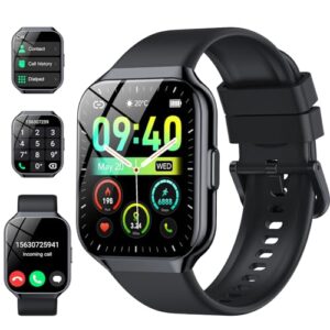 Smart Watch for Men Women, 1.96" HD Fitness Watch with Bluetooth Call, Smartwatch with 112+ Sport Modes/Heart Rate/Sleep Monitor/Pedometer, IP68 Waterproof Watch Compatible with Android/iOS, Black