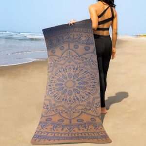 Yogarise 6mm Perfumed TPE Yoga Mat with Mandala Print and Carry Bag for Men and Women, Non-Slip Texture, Extra Wide & Thick TPE Exercise Mat For Home, Sweat-Resistant (Brown)