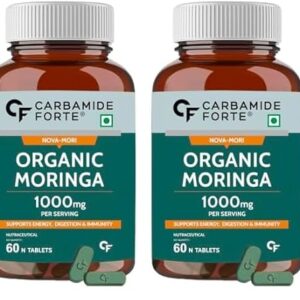 Carbamide Forte Organic Moringa Tablets with 1000mg Moringa Leaves Extract | Drumstick Leafs Powder Tablets for Immunity, Digestion & Energy | Drumstick Leaves Powder Tablets | 60 Veg Tablets