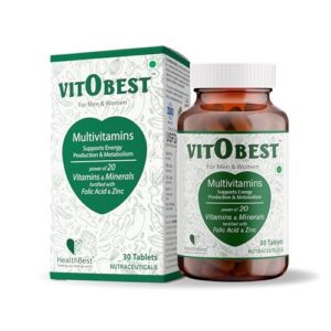 HealthBest Multivitamin Tablets for Men & Women, 30 Count – Energy, Immunity & Wellness Support with Vitamin C, D3, Zinc, B12