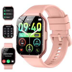 Smart Watch for Men Women, 1.96" HD Fitness Watch with Bluetooth Call, Smartwatch with 112+ Sport Modes/Heart Rate/Sleep Monitor/Pedometer, IP68 Waterproof Watch Compatible with Android/iOS,Pink