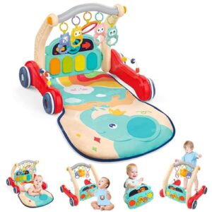 Zest 4 Toyz Musical Baby Play Gym 2 in 1 Convertible Push Walker with Play Piano, Lights, Rattles & Tummy Time Mat for Babies (Multicolour)