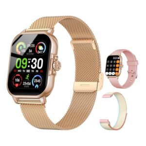 Smart Watches for Women Men Fitness Tracker Watch 2.04 HD Screen Sport Watch with ChatGpt AI Voice 3 Bands Step Counter 24/7 Heart Rate Sleep Monitor Smartwatch for Android iOS (Rose Gold)