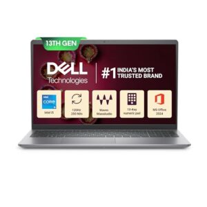 Dell 15 Intel Core i5 13th Gen - 1334U, 16GB DDR4 RAM, 512GB SSD, FHD 15.6"/39.62 cm, Windows 11, MSO'21, Silver, 1.62kg, 120Hz 250 nits, Backlit KB, 15 Month McAfee, Thin & Light Laptop