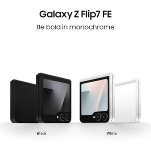 Samsung Galaxy Z Flip7 FE 5G Smartphone with Galaxy AI (Black, 8GB RAM, 128GB Storage), Ultra Sleek Compact Design, 50MP High-Resolution FlexCam, Long-Lasting 4000 mAh Battery, All-New One UI 8