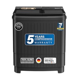 Bosch 8.5 kg 5 Star Semi-Automatic Top Loading Washing Machine (2025 Model, WJG855G0IN, 4 Wash Programs, Anti-Rust Body, 1300 RPM Spin Speed, Black, 5 Years Comprehensive Warranty)