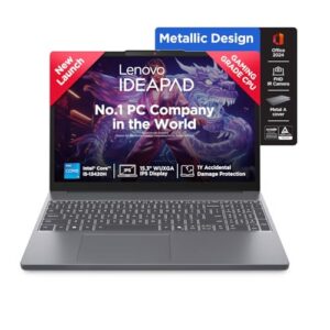 Lenovo IdeaPad Slim 3, Intel Core i5 13th Gen 13420H, 16GB RAM, 512GB SSD, WUXGA IPS 15.3"(38.8cm), Win11, Office Home 2024, Grey, 1.6Kg, 83K100CGIN, Backlit, Top Metal Cover & IR Camera Laptop