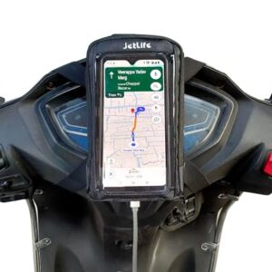 JETLIFE Mobile Holder/Pouch/Mount for All Types of Scooter Scooty Activa Jupiter EV etc | X1 Model (Black)