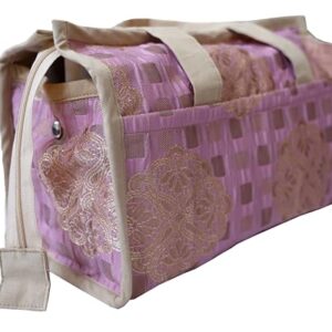 PRENIL WEAVES Fashion Cotton Accessories Bag for Women | Cosmetics Organizer Bag for Women | Size 6x6x11.5 Inches | Hand Bag for Gifts | Travel Kit and Organizer (Pink)