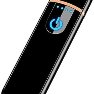 LOPAZ Lighter USB Rechargeable Smart Fingerprint Sensor Touch Screen with Indicator Light Compact Design Smart Sensor Gas Lighter( Black, Pack of 1)