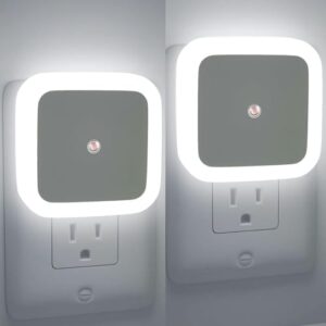 Chillyfit 2 Pack Night Lamp Sensor Light For Bedroom Bed Side Home|Smart Automatic Onoff Dim Led Lights|Energy Saving 0.5W Lamp|Long Life For Hallway, Stairs, Kitchen, Bathroom - Polycarbonate, White