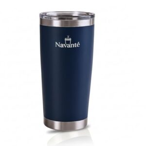 NAVANTE 590ml Coffee Tumbler Leak Proof – Stainless Steel Insulated Travel Mug with Snap-Seal Lid, 20oz Hot/Cold Thermos, Navy Blue – Diwali Deal