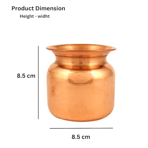 Gyarsilal's Copper Rajasahi Lotha for Pooja 400ML -TRSL-01|Tambe ka Lota Kalash|Festival Diwali Wedding|Daan kalasam chembu|Medium - Image 3