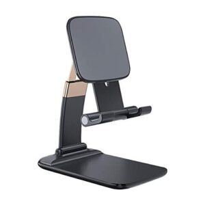 REEPUD Adjustable Cell Phone Stand, Foldable Portable Phone Stand Holder for Desk, Desktop Tablet Stand Compatible with Mobile Phone/iPad/Tablet/Kindle/Mobiles (Color Black)