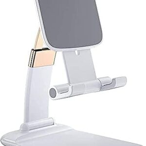 JOKIN Desk Cell Mobile Stand Holder Adjustable for Table Accessories for Home Office with Flexible Height Angle Adjustment for All Mobile Holder (White)