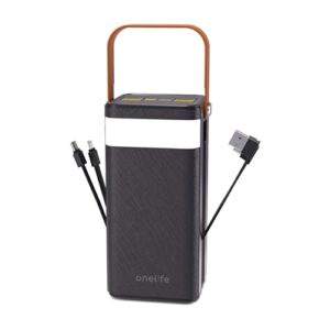 Onelife 50000mAh Power Bank with 22.5W Fast Charging, 7 Outputs, Built-in Cables, LED Light, Digital Display – Not for Air Travel