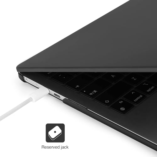 EooCoo Case Compatible for New MacBook Air 13.6 inch M4 A3240 M3 A3113 M2 A2681 with Touch ID,2025 2024 2022 Release,M2 M3 M4 Air 13'' Laptop Protective Plastic Hard Shell Cover,Matte Surface, Black - Image 3