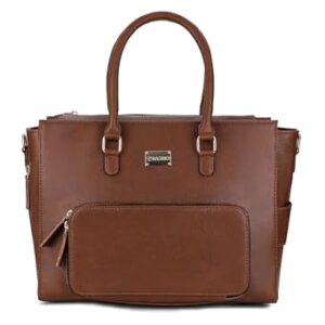 RASHKI JUNO - Women Work and travel tote bag with Detachable Shoulder Strap | Office bag | All in one Lunch-box bag | 15.6 Inch Laptop (Medium or Oversized) (Medium, Tan)
