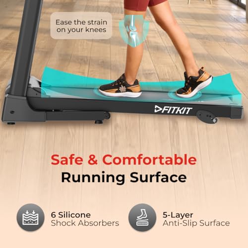 Fitkit by Cult PowerRun-96 BLDC Motor Treadmill (4.5HP Peak) | 12.8km/h Max Speed, 110kg Weight Capacity | 12 Preset Programs, LED Display | AUX/MP3/USB | Home Gym Equipment, Black - Image 5